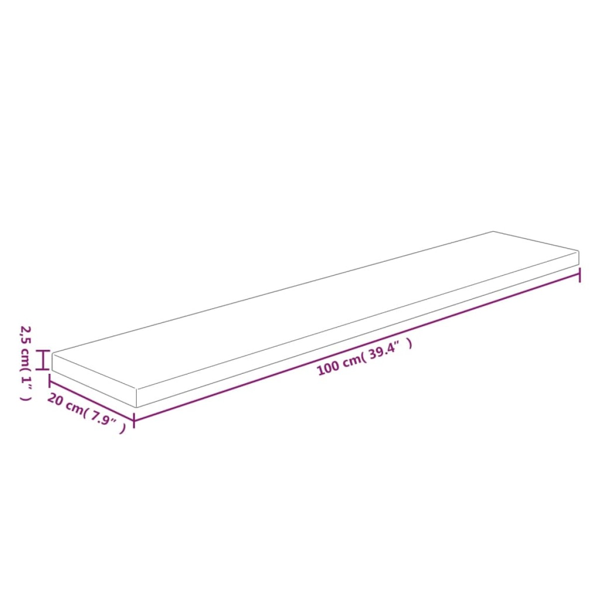 vidaXL Ράφι 100x20x2,5 εκ. από Ακατέργαστο Μασίφ Ξύλο Δρυός