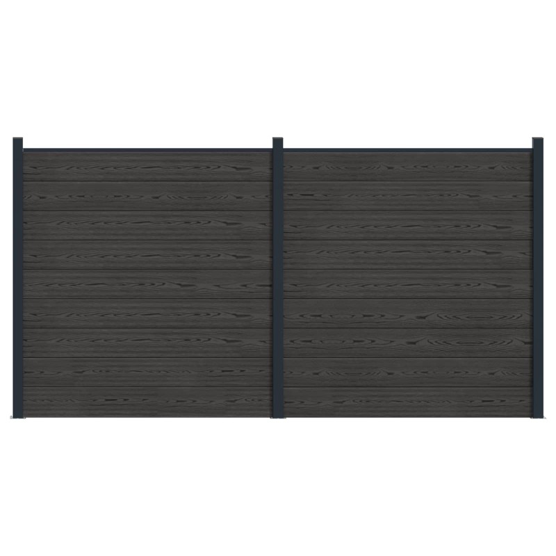 vidaXL Σετ Φράχτη 2 τμχ. 353 x 186 cm WPC και Αλουμίνιο Μαύρο