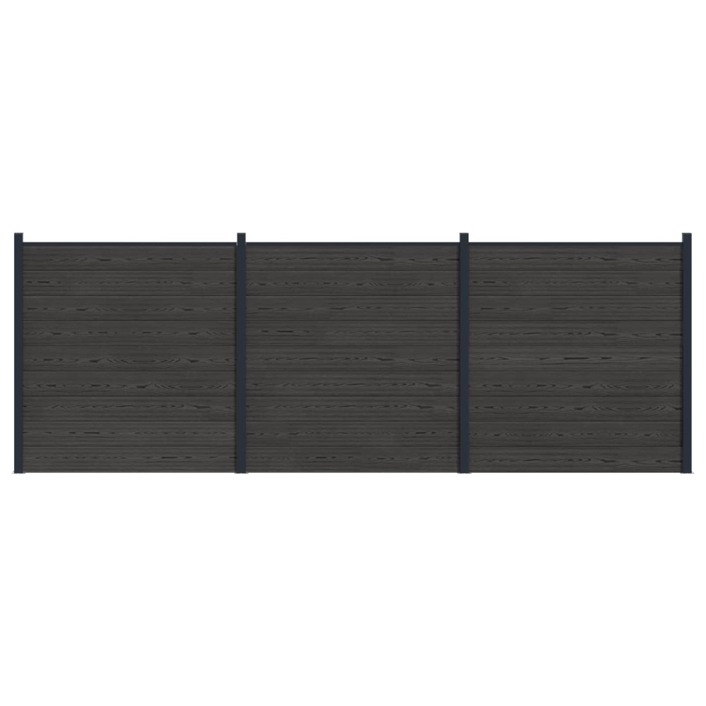 vidaXL Σετ Φράχτη 3 τμχ. 526 x 186 cm WPC και Αλουμίνιο Μαύρο