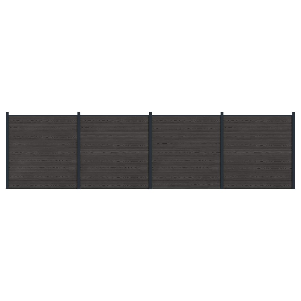 vidaXL Σετ Φράχτη 4 τμχ. 699 x 186 cm WPC και Αλουμίνιο Μαύρο