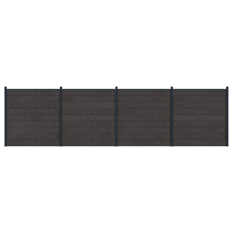 vidaXL Σετ Φράχτη 4 τμχ. 699 x 186 cm WPC και Αλουμίνιο Μαύρο