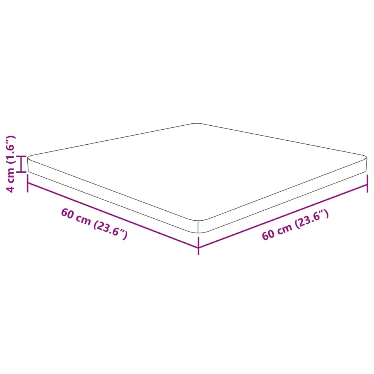 vidaXL Επιφάνεια Τραπεζιού Τετράγωνη 60x60x4 εκ. Μασίφ Ξύλο Δρυς