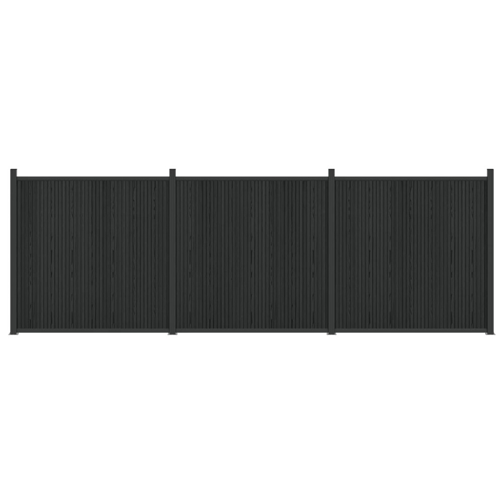 vidaXL Πάνελ Φράχτη 3 τμχ. 530 x 186,5 εκ. WPC και Αλουμίνιο Μαύρο