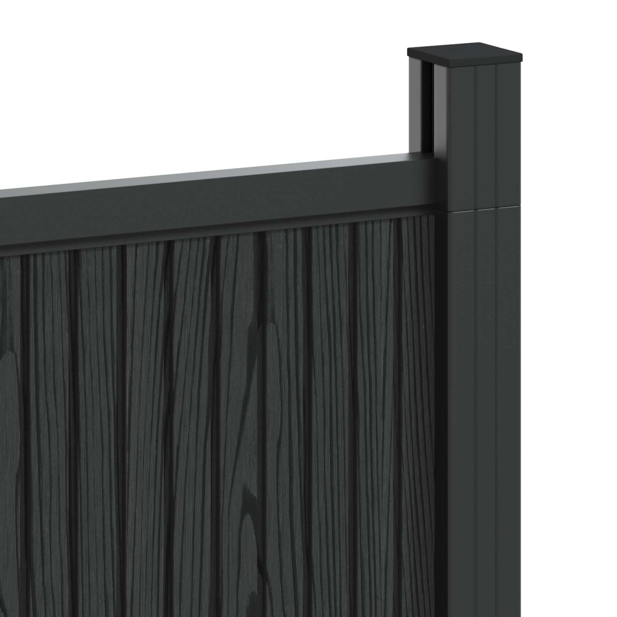 vidaXL Πάνελ Φράχτη 3 τμχ. 530 x 186,5 εκ. WPC και Αλουμίνιο Μαύρο