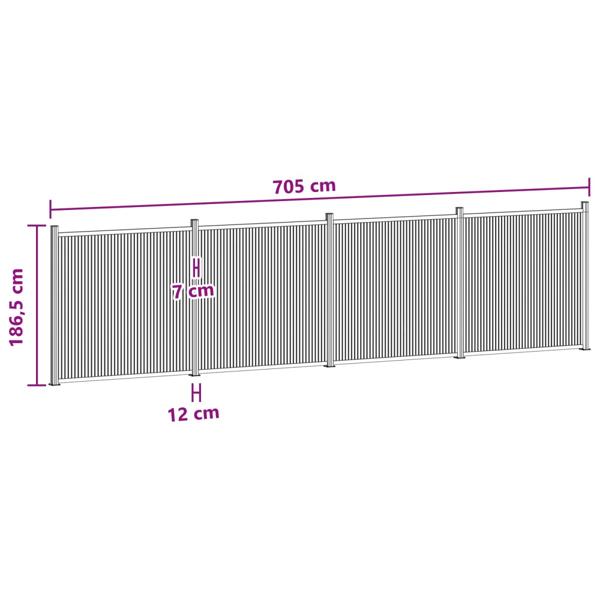 vidaXL Πάνελ Φράχτη 4 τμχ. 705 x 186,5 εκατοστά WPC και Αλουμίνιο