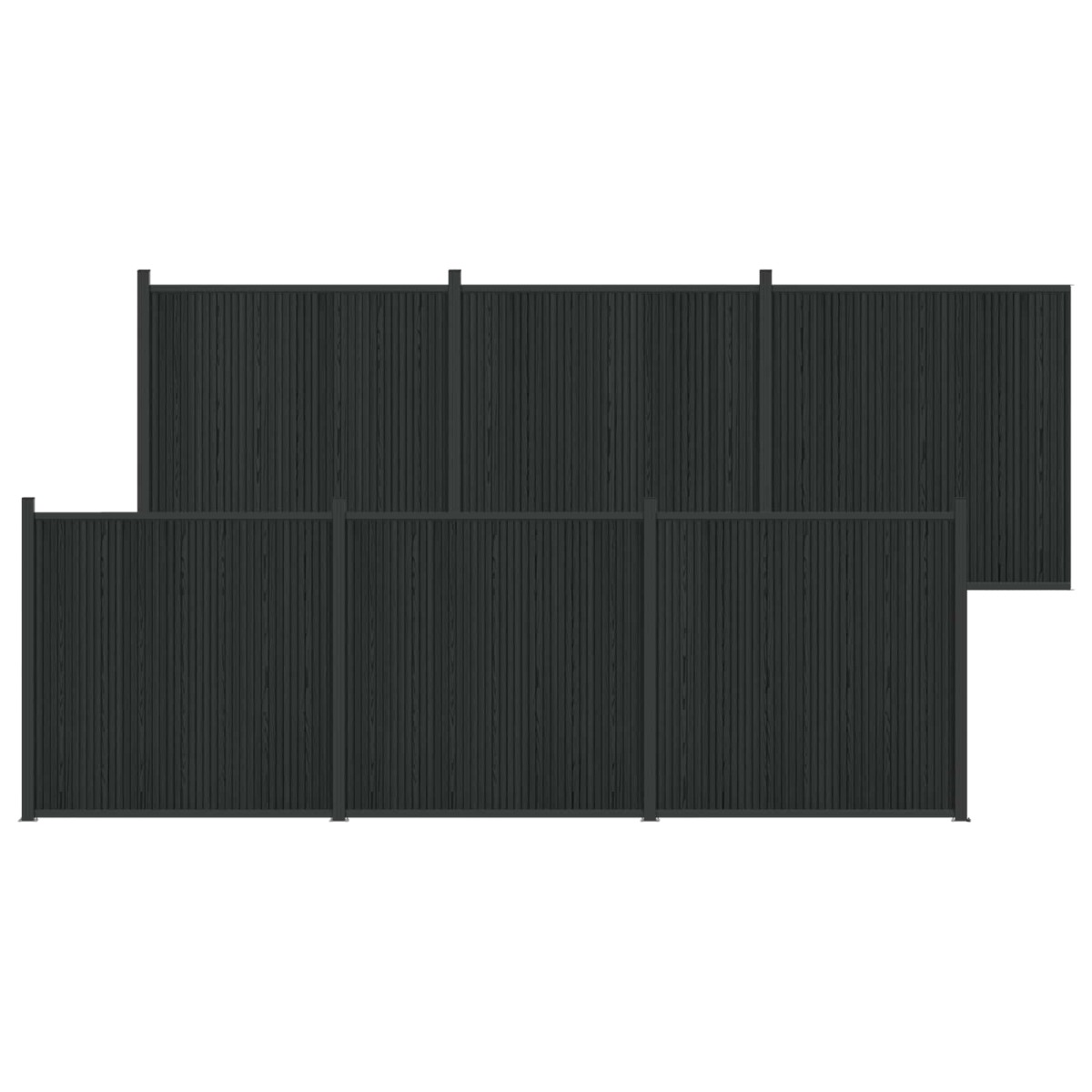 vidaXL Πάνελ Φράχτη 6 τμχ. 1055 x 186,5 εκ WPC και Αλουμίνιο Μαύρο