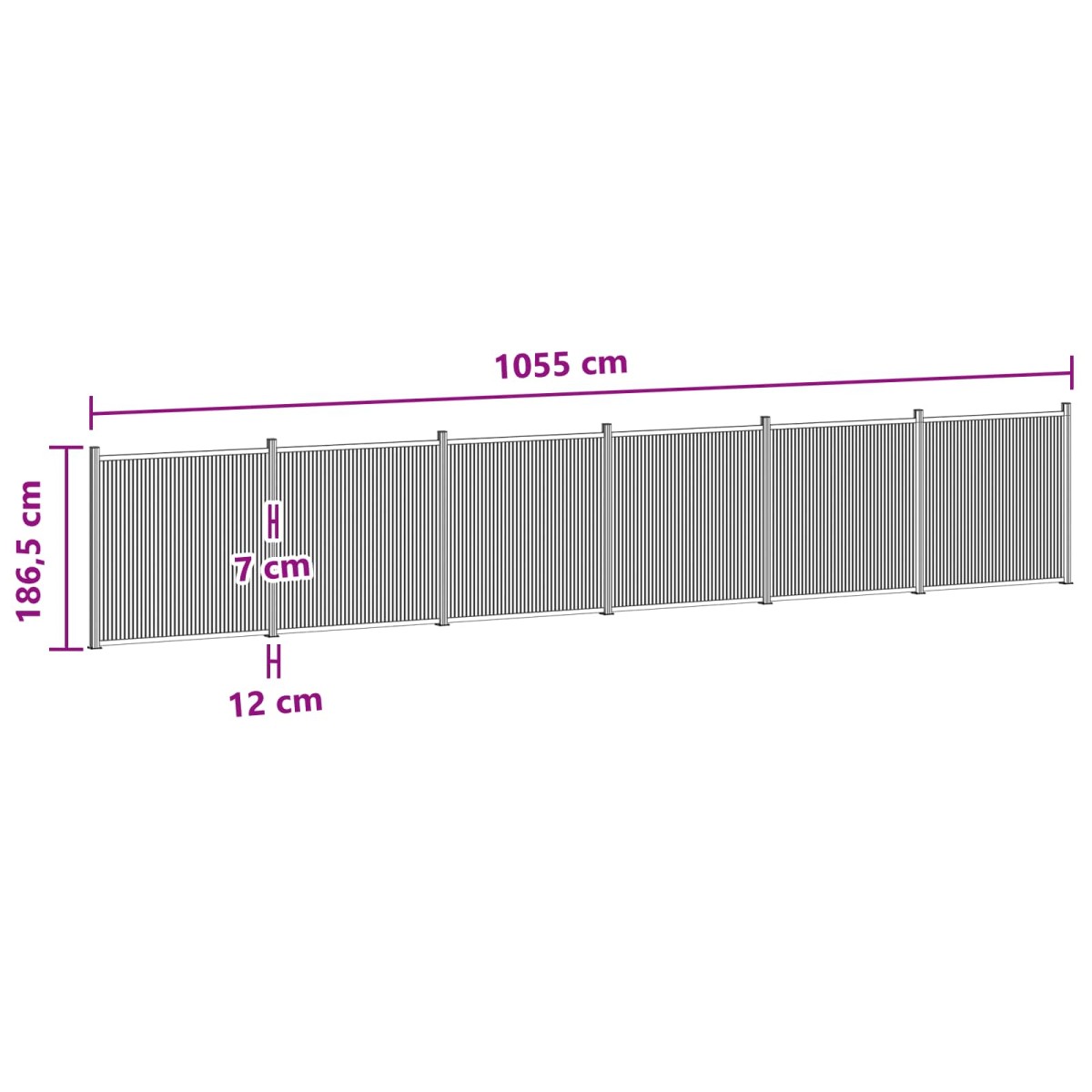 vidaXL Πάνελ Φράχτη 6 τμχ. 1055 x 186,5 εκ WPC και Αλουμίνιο Μαύρο