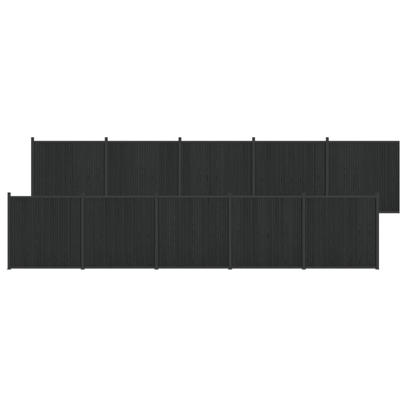 vidaXL Πάνελ Φράχτη 10 τμχ. 1755 x 186,5 εκ WPC και Αλουμίνιο Μαύρο