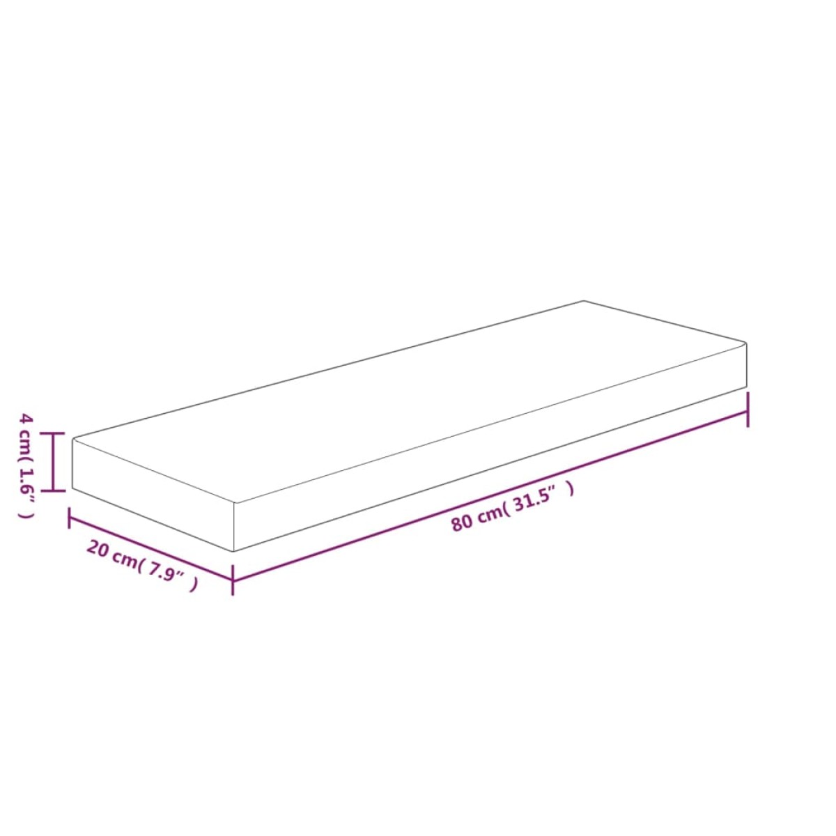 vidaXL Ράφι 80x20x4 εκ. από Ακατέργαστο Μασίφ Ξύλο Δρυός