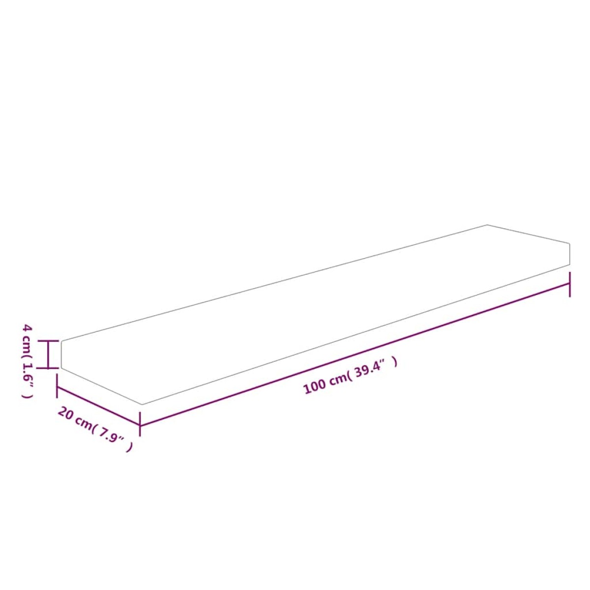 vidaXL Ράφι 100x20x4 εκ. από Ακατέργαστο Μασίφ Ξύλο Δρυός