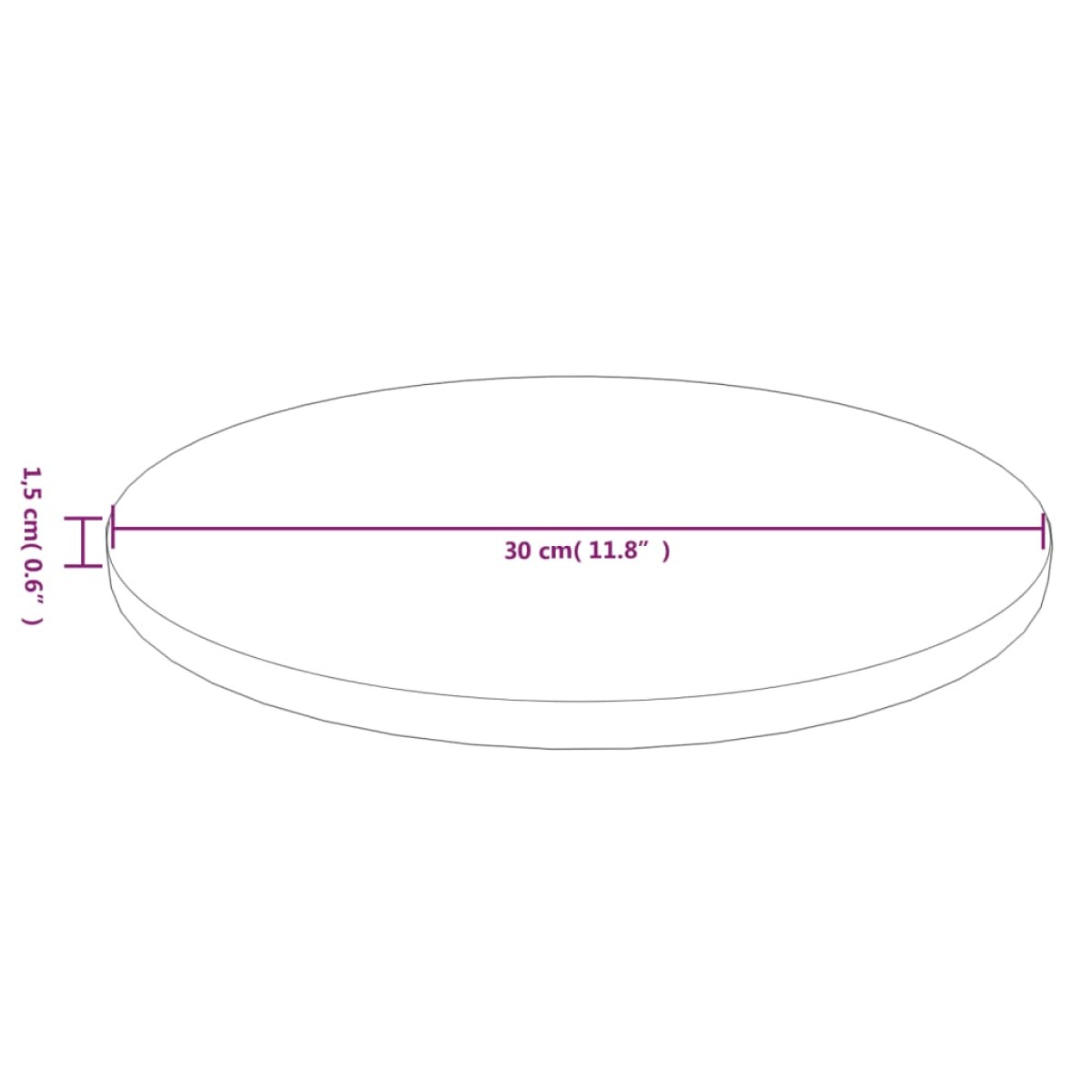 vidaXL Επιφάνεια Τραπεζιού Στρογγυλή Αν. Καφέ Ø30x1,5 εκ. Ξύλο Δρυός
