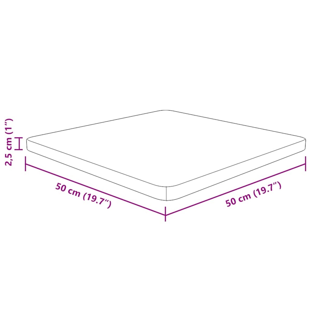 vidaXL Επιφάνεια Τραπεζιού Τετράγωνη Αν. Καφέ 50x50x2,5 εκ. Ξύλο Δρυς