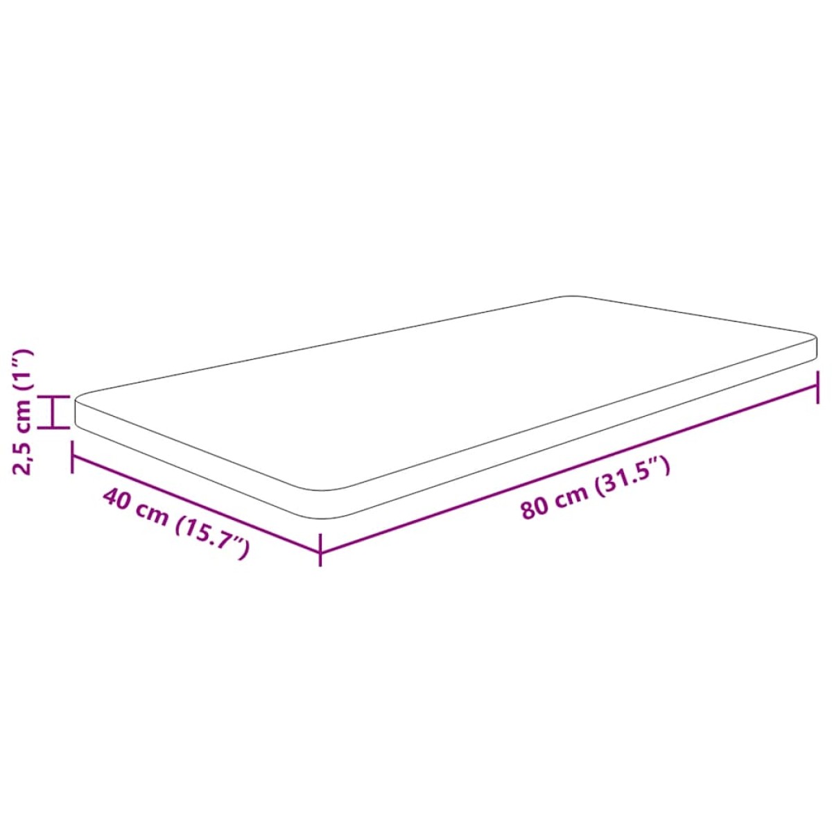 vidaXL Πάγκος Μπάνιου Αν. Καφέ 80x40x2,5 εκ. Επεξ. Μασίφ Ξύλο