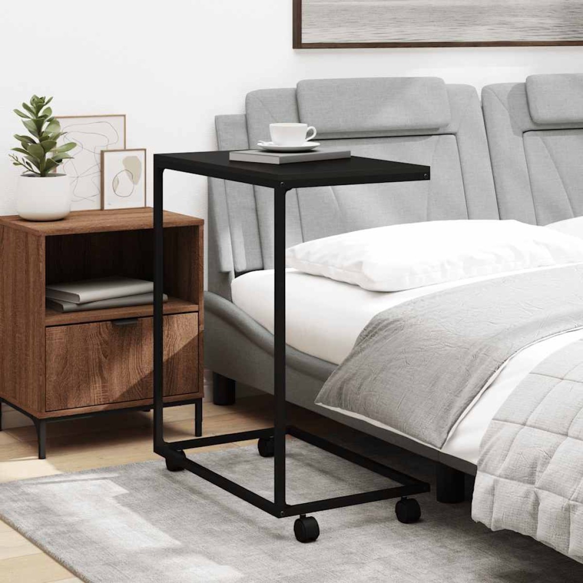 vidaXL Βοηθητικό Τραπέζι με Ρόδες Μαύρο 55 x 35 x 70 εκ. Επεξ. Ξύλο