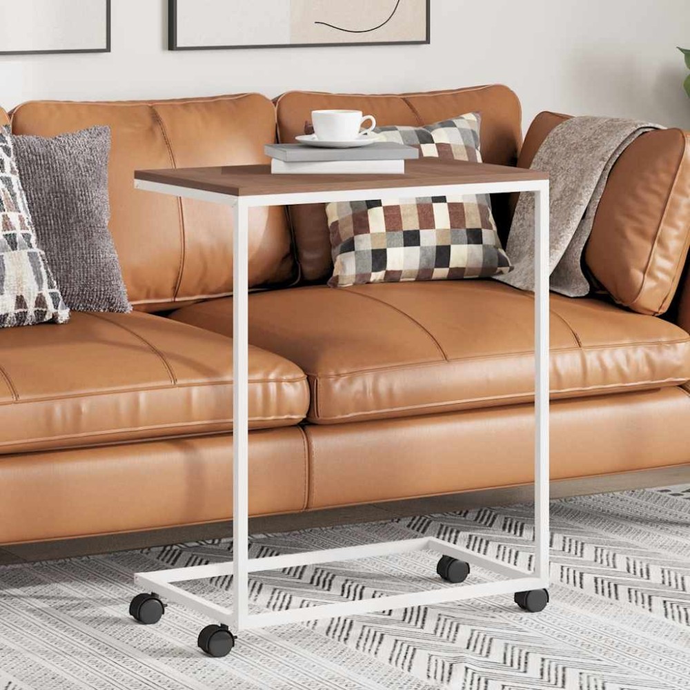 vidaXL Βοηθητικό Τραπέζι με Ρόδες Λευκό 55 x 35 x 70 εκ. Επεξ. Ξύλο
