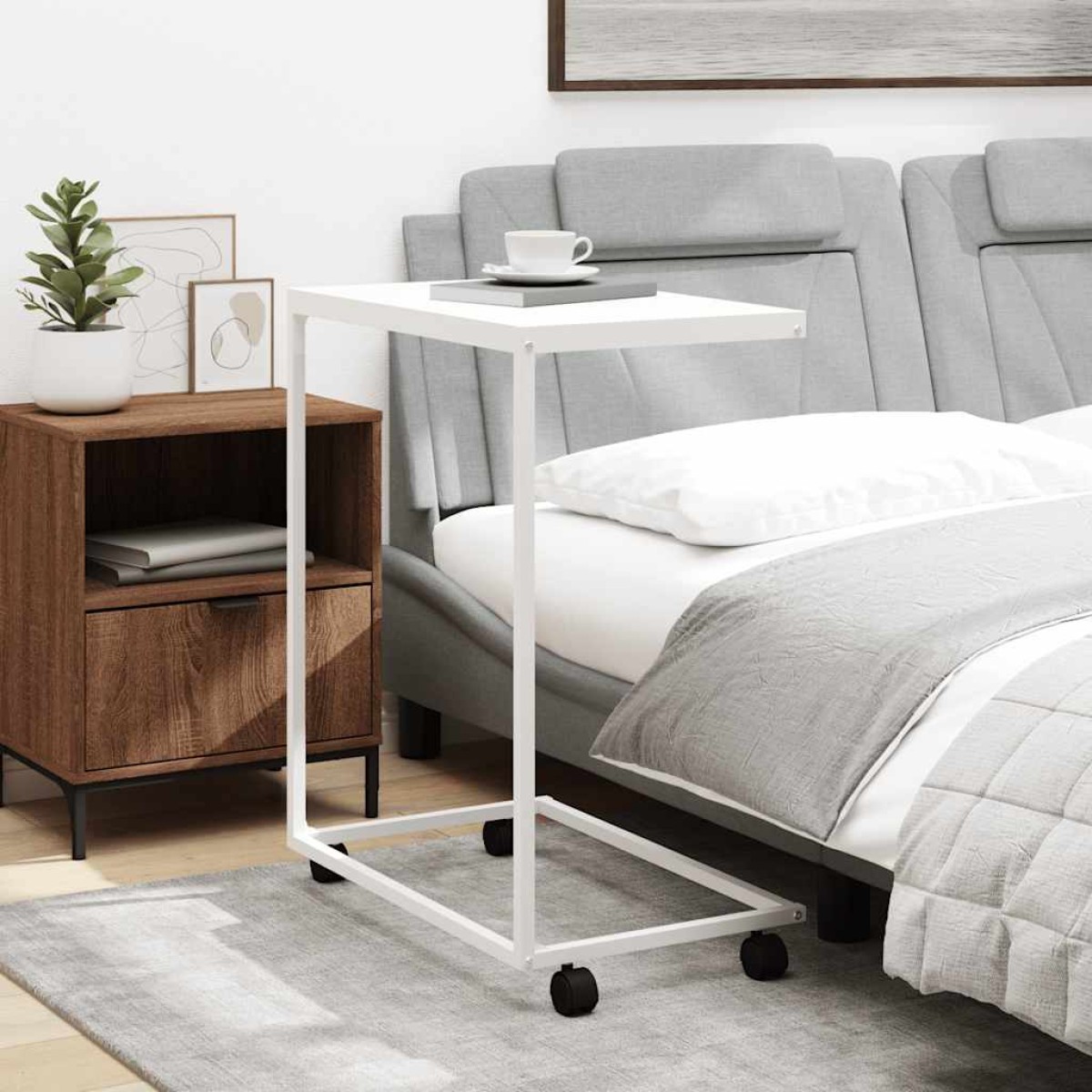 vidaXL Βοηθητικό Τραπέζι με Ρόδες Λευκό 55 x 35 x 70 εκ. Επεξ. Ξύλο