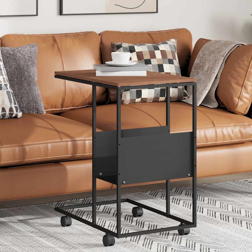vidaXL Βοηθητικό Τραπέζι με Ρόδες Μαύρο 55 x 36 x 63,5 εκ. Επεξ. Ξύλο