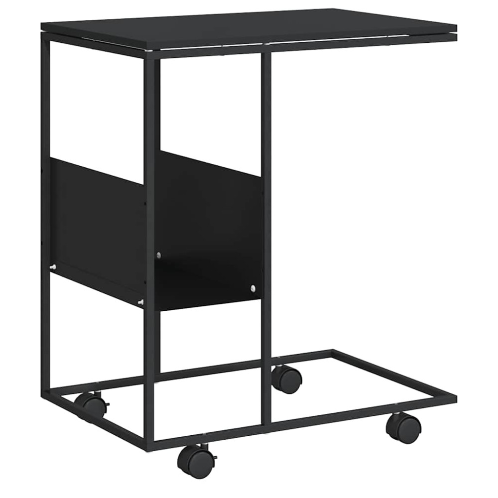 vidaXL Βοηθητικό Τραπέζι με Ρόδες Μαύρο 55 x 36 x 63,5 εκ. Επεξ. Ξύλο