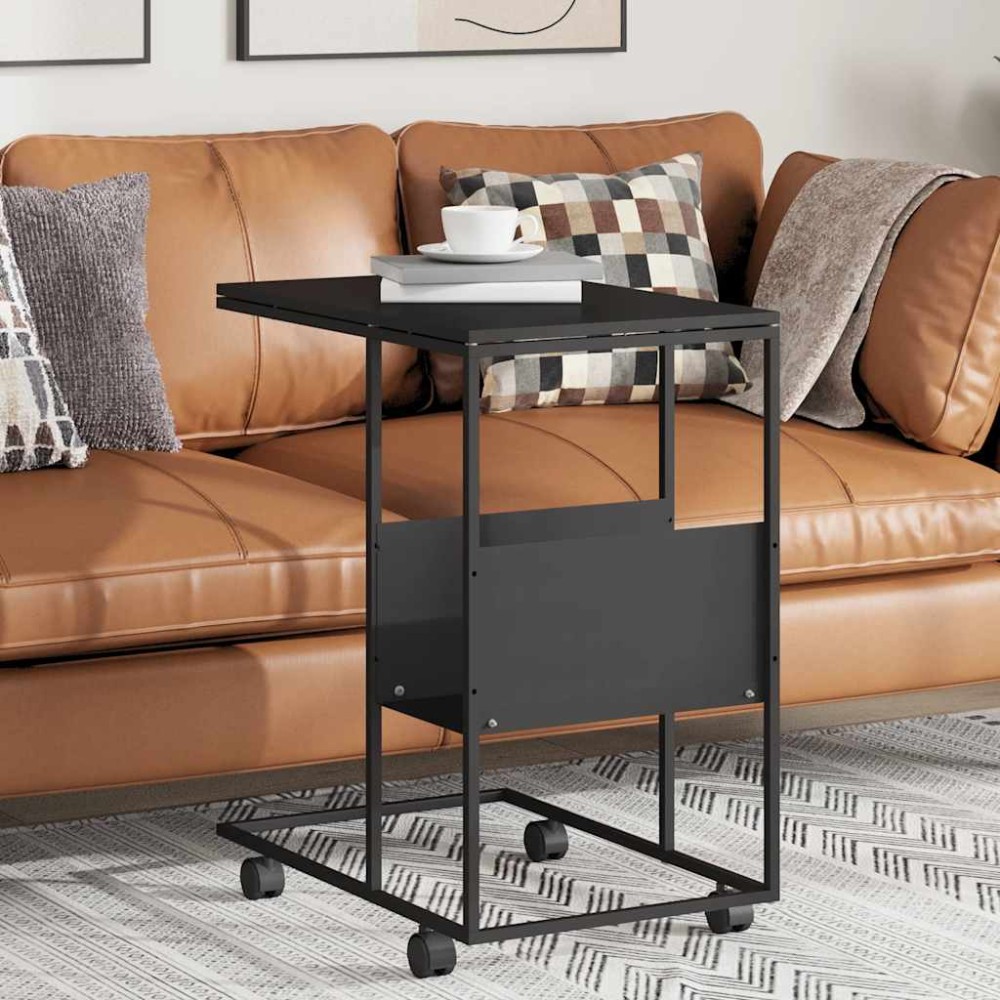 vidaXL Βοηθητικό Τραπέζι με Ρόδες Μαύρο 55 x 36 x 63,5 εκ. Επεξ. Ξύλο