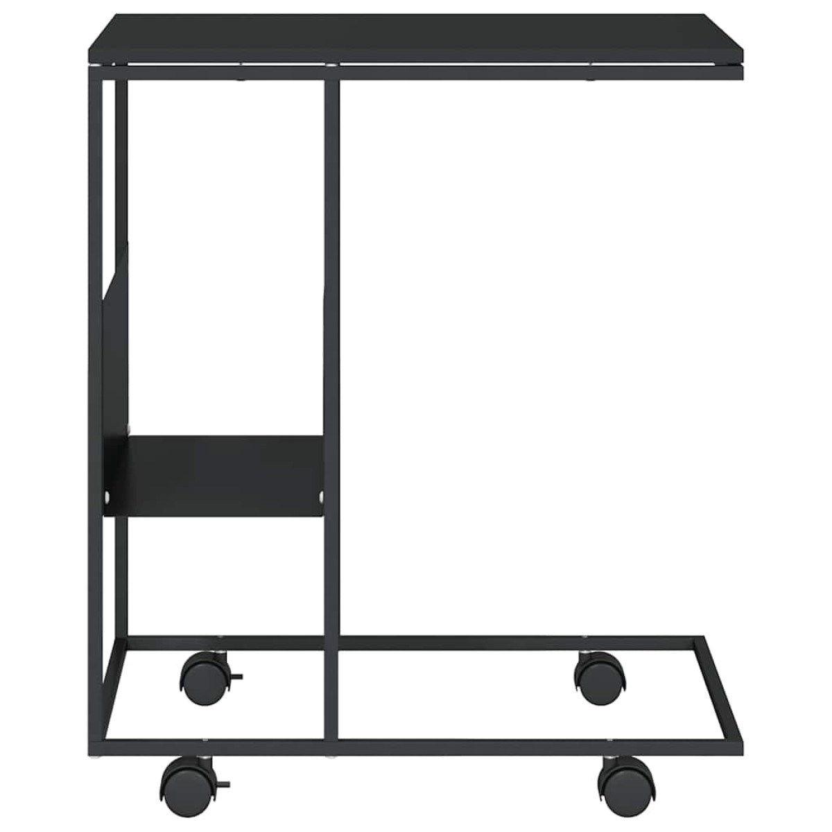vidaXL Βοηθητικό Τραπέζι με Ρόδες Μαύρο 55 x 36 x 63,5 εκ. Επεξ. Ξύλο