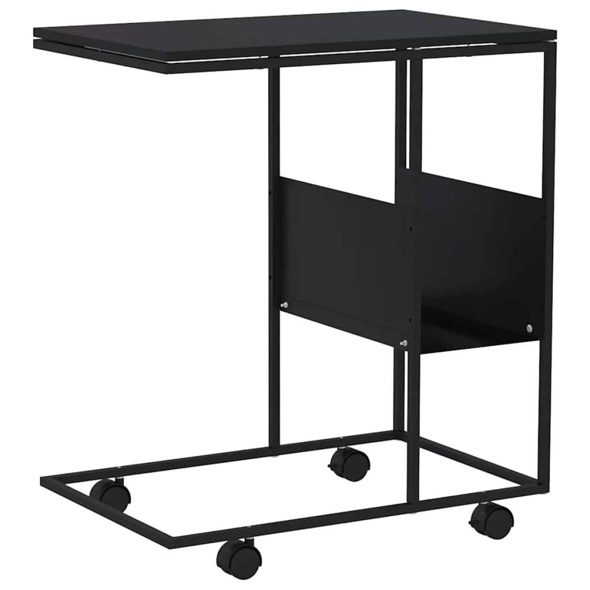 vidaXL Βοηθητικό Τραπέζι με Ρόδες Μαύρο 55 x 36 x 63,5 εκ. Επεξ. Ξύλο