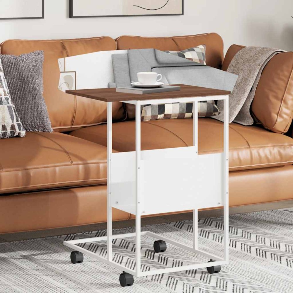 vidaXL Βοηθητικό Τραπέζι με Ρόδες Λευκό 55 x 36 x 63,5 εκ. Επεξ. Ξύλο