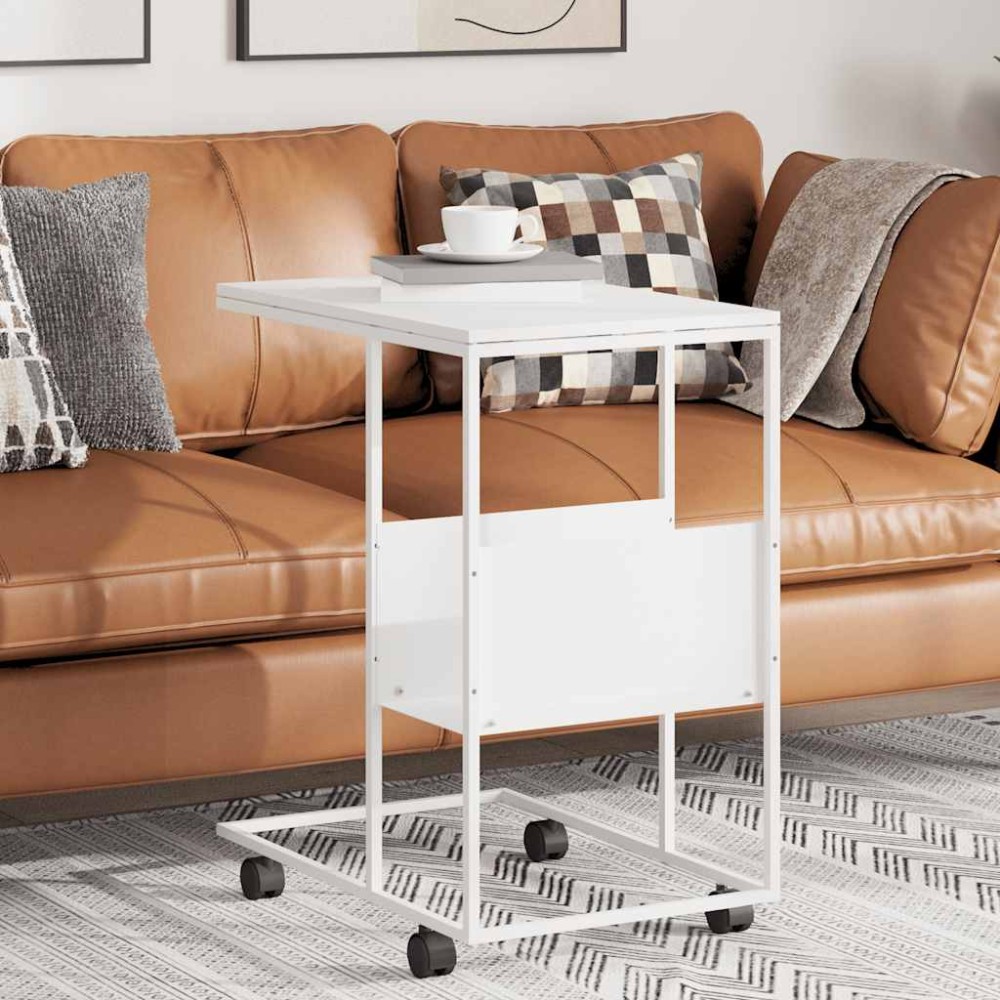 vidaXL Βοηθητικό Τραπέζι με Ρόδες Λευκό 55x36x63,5 εκ. Επεξεργ. Ξύλο