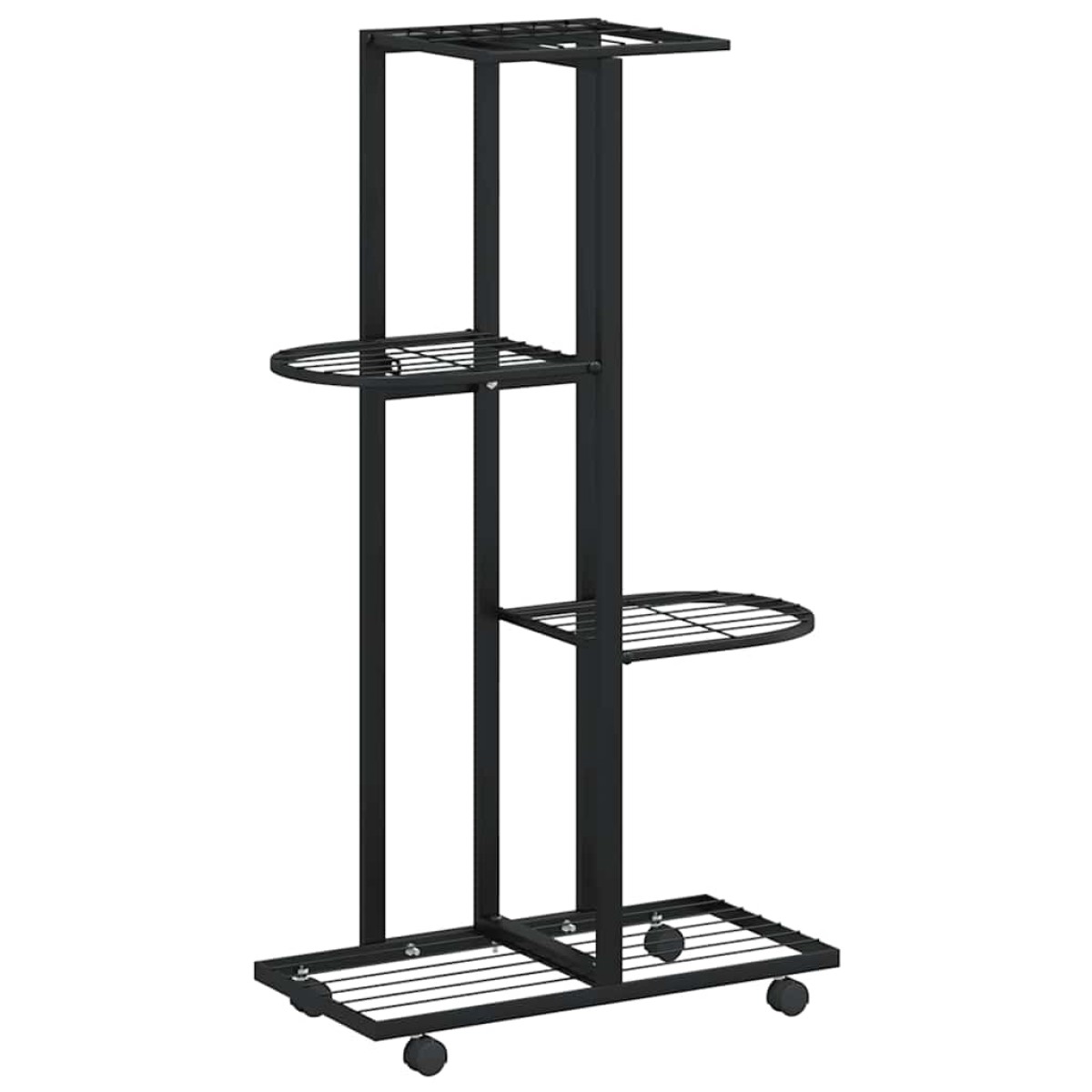 vidaXL Βάση Λουλουδιών 4 Επιπέδων με Ρόδες 44x23x80 εκ. Μαύρη Σίδερο