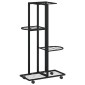 vidaXL Βάση Λουλουδιών 4 Επιπέδων με Ρόδες 44x23x80 εκ. Μαύρη Σίδερο