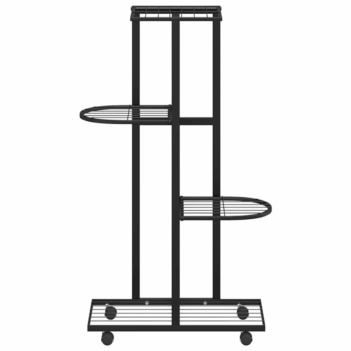 vidaXL Βάση Λουλουδιών 4 Επιπέδων με Ρόδες 44x23x80 εκ. Μαύρη Σίδερο