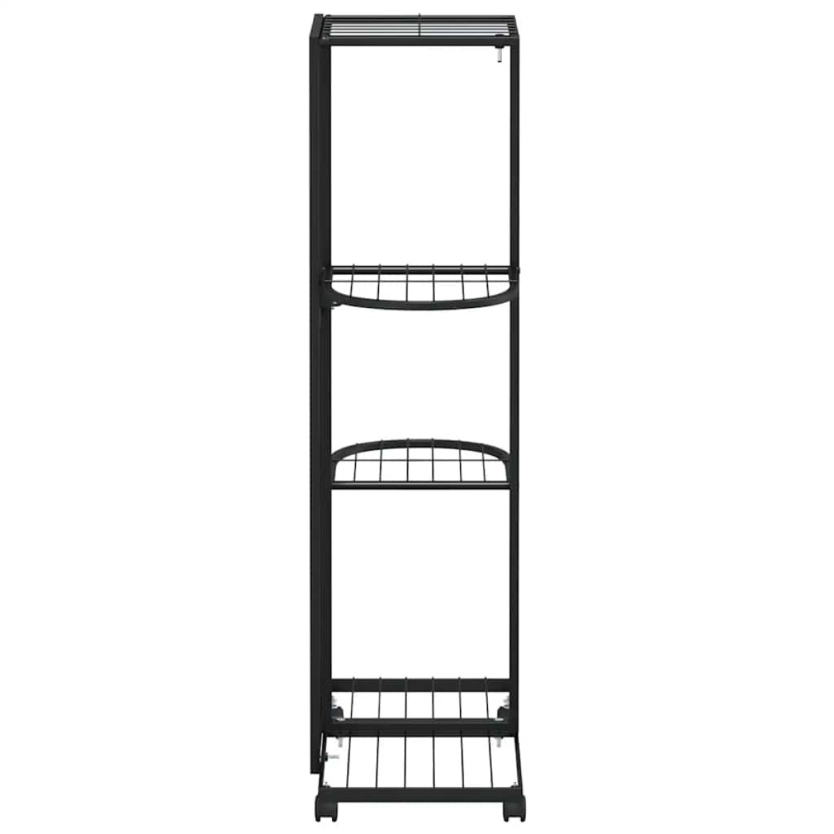 vidaXL Βάση Λουλουδιών 4 Επιπέδων με Ρόδες 44x23x80 εκ. Μαύρη Σίδερο