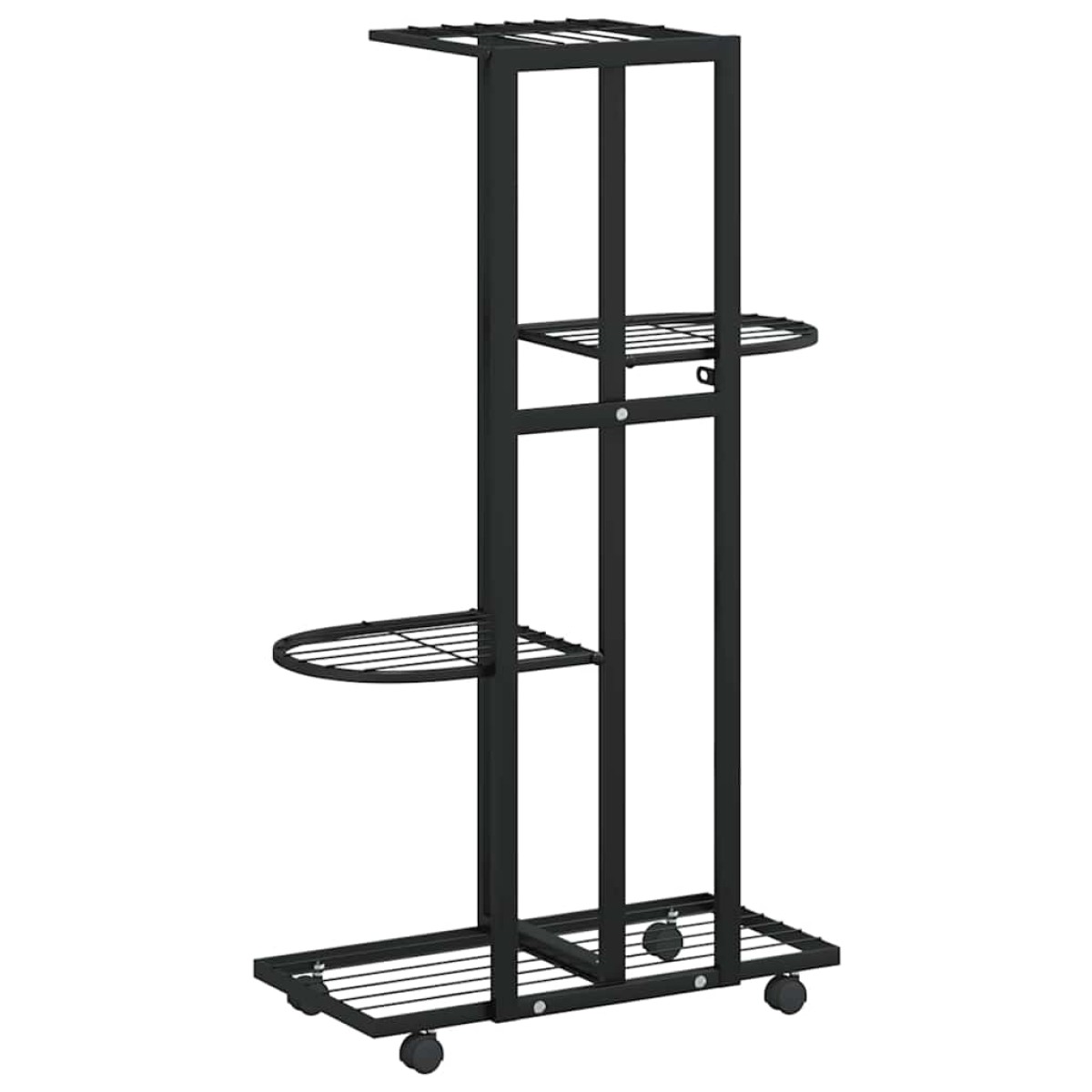 vidaXL Βάση Λουλουδιών 4 Επιπέδων με Ρόδες 44x23x80 εκ. Μαύρη Σίδερο