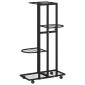 vidaXL Βάση Λουλουδιών 4 Επιπέδων με Ρόδες 44x23x80 εκ. Μαύρη Σίδερο