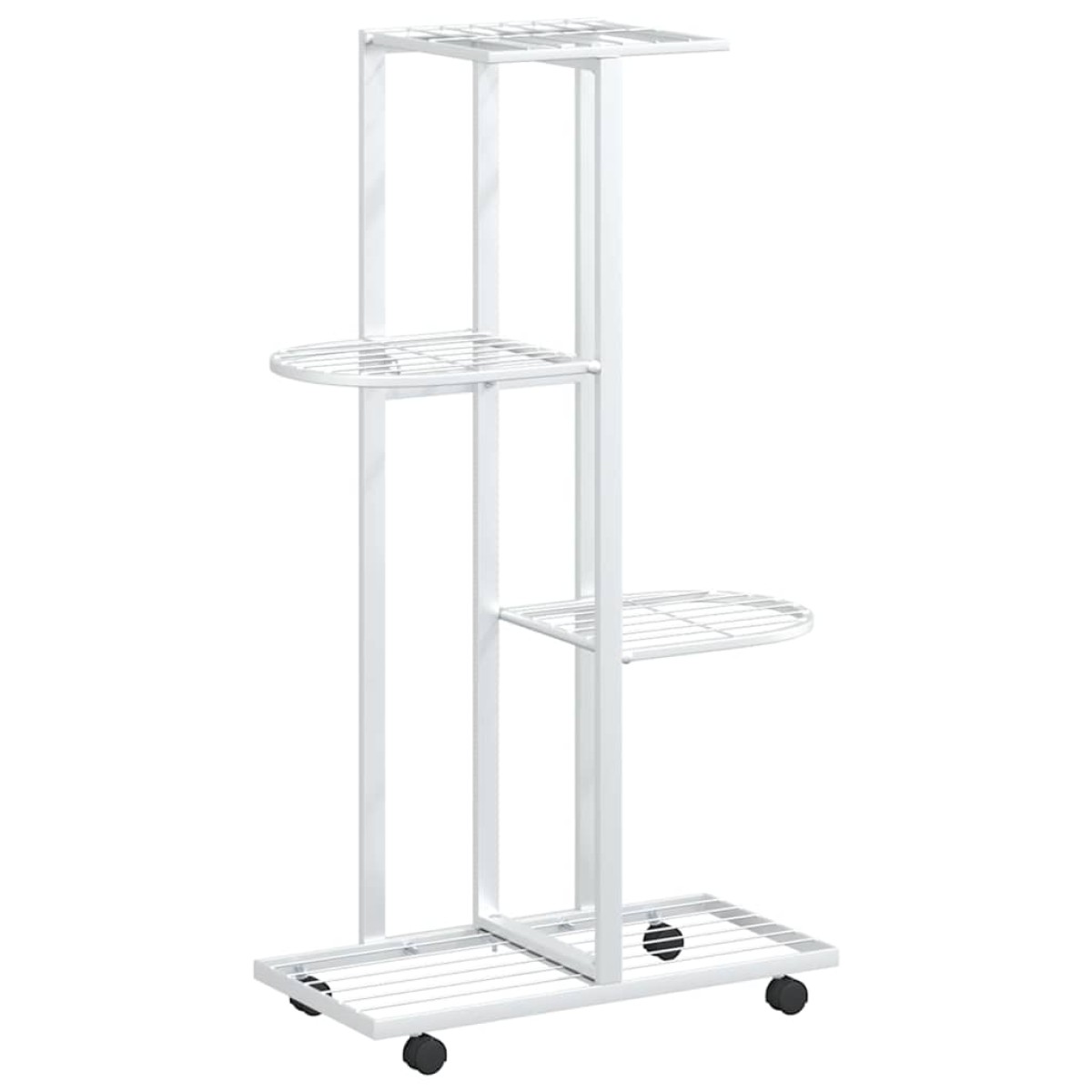 vidaXL Βάση Λουλουδιών 4 Επιπέδων με Ρόδες 44x23x80 εκ. Λευκή Σίδερο