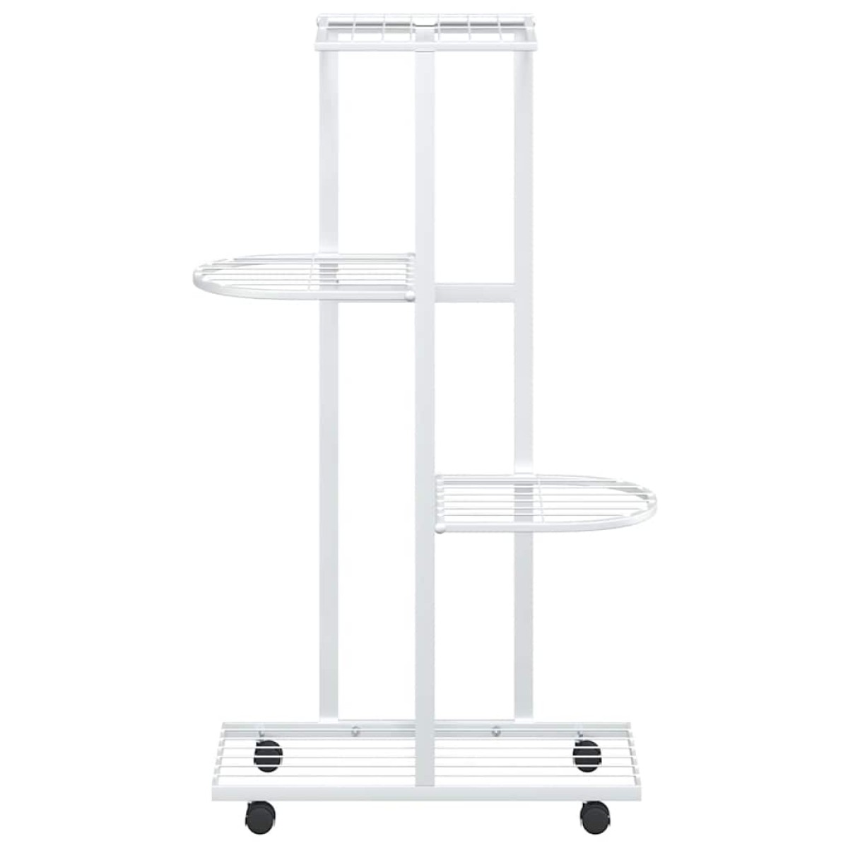 vidaXL Βάση Λουλουδιών 4 Επιπέδων με Ρόδες 44x23x80 εκ. Λευκή Σίδερο