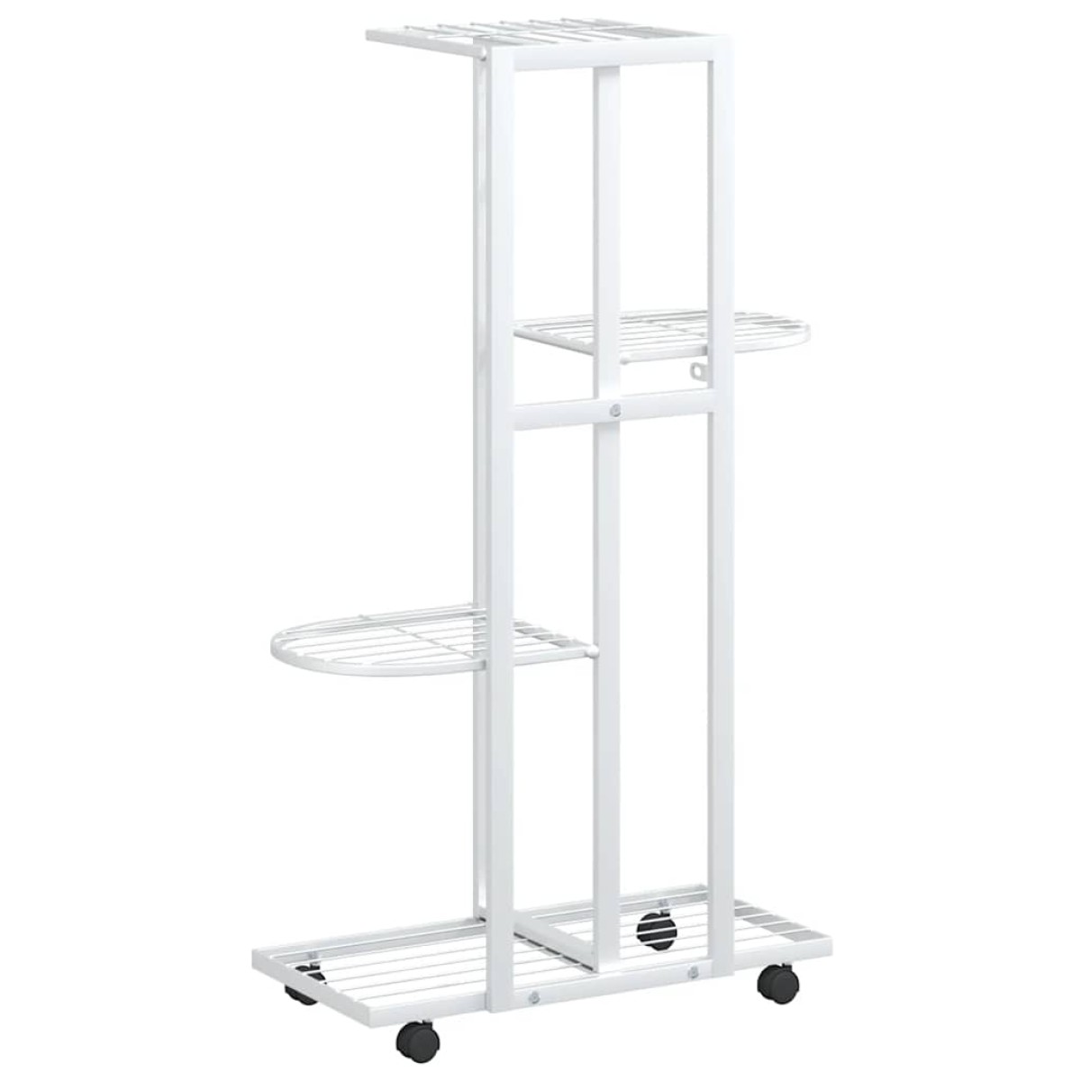 vidaXL Βάση Λουλουδιών 4 Επιπέδων με Ρόδες 44x23x80 εκ. Λευκή Σίδερο