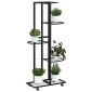 vidaXL Βάση Λουλουδιών 5 Επιπέδων με Ρόδες 83x25x103,5 εκ Μαύρη Σίδερο
