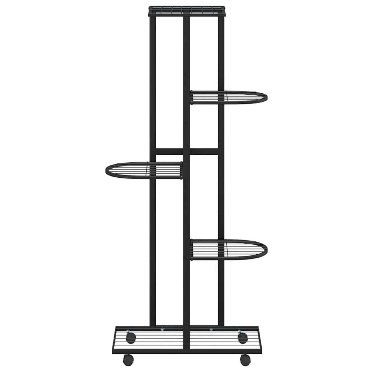 vidaXL Βάση Λουλουδιών 5 Επιπέδων με Ρόδες 83x25x103,5 εκ Μαύρη Σίδερο