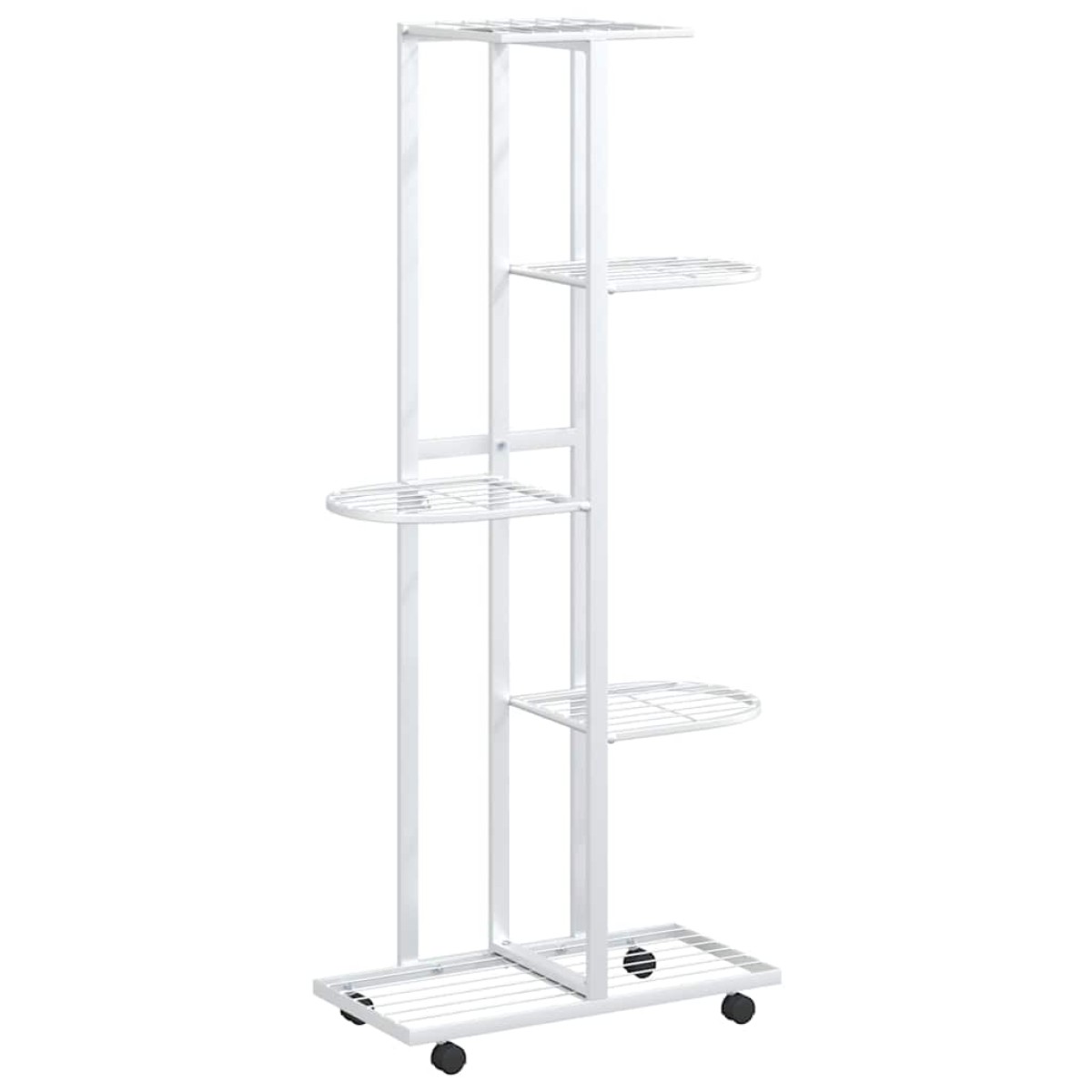 vidaXL Βάση Λουλουδιών 5 Επιπέδων με Ρόδες 83x25x103,5 εκ Λευκή Σίδερο