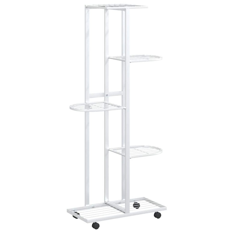 vidaXL Βάση Λουλουδιών 5 Επιπέδων με Ρόδες 83x25x103,5 εκ Λευκή Σίδερο
