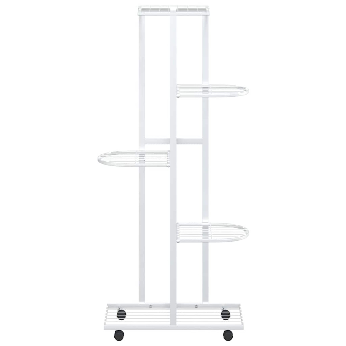 vidaXL Βάση Λουλουδιών 5 Επιπέδων με Ρόδες 83x25x103,5 εκ Λευκή Σίδερο