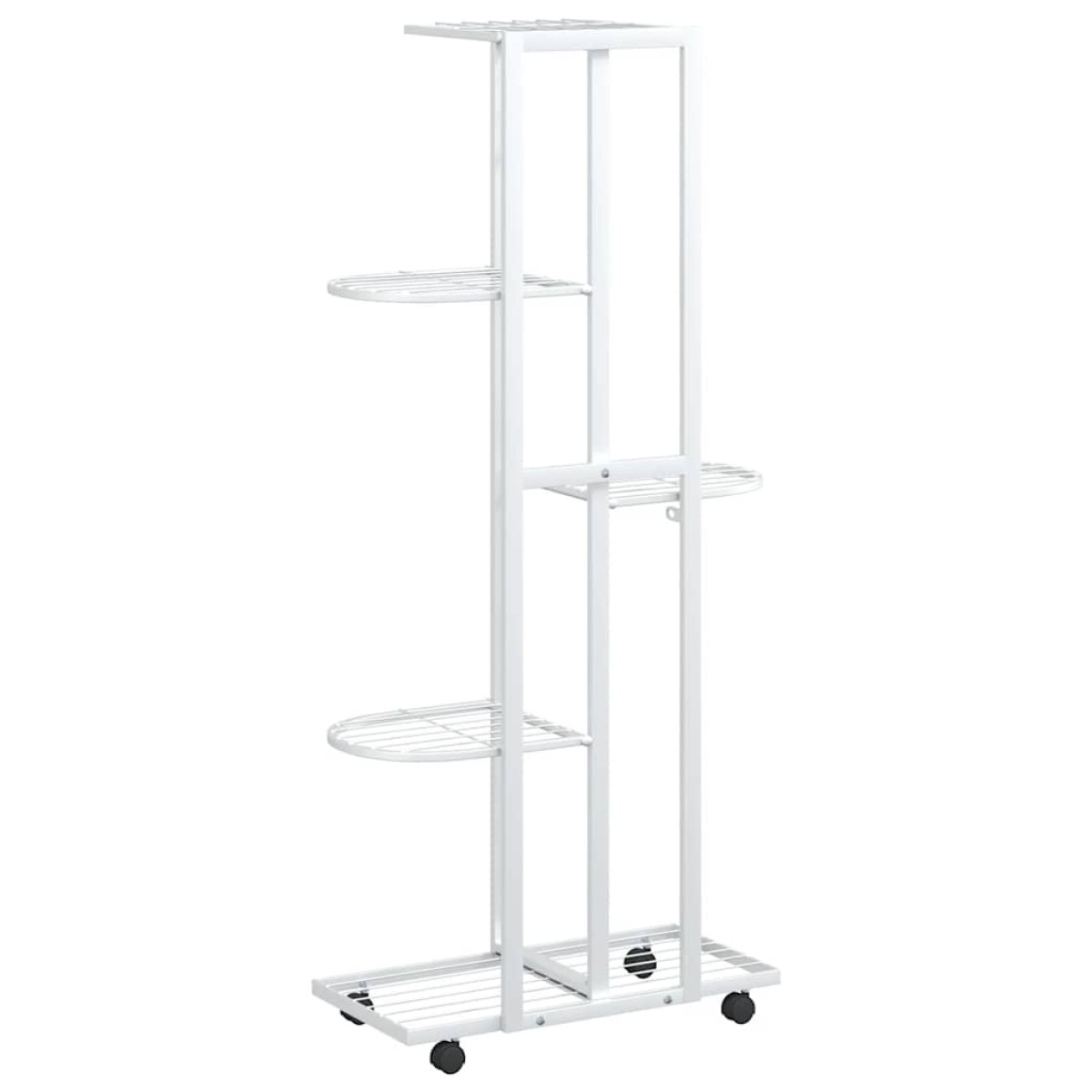 vidaXL Βάση Λουλουδιών 5 Επιπέδων με Ρόδες 83x25x103,5 εκ Λευκή Σίδερο