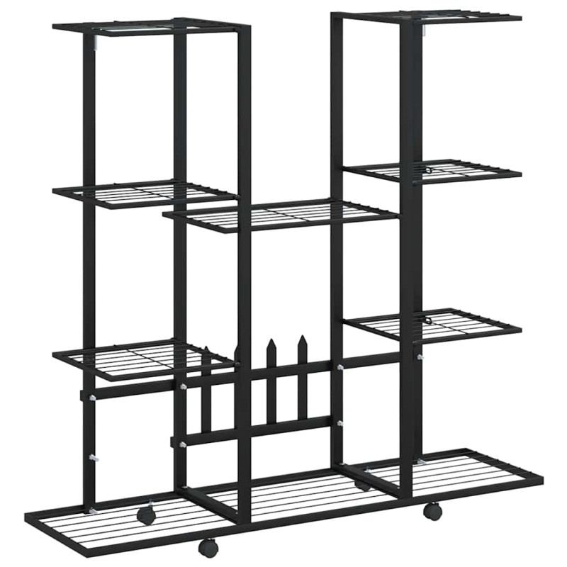 vidaXL Βάση Λουλουδιών με Ρόδες 94,5 x 24,5 x 91,5 εκ. Μαύρη Σιδερένια