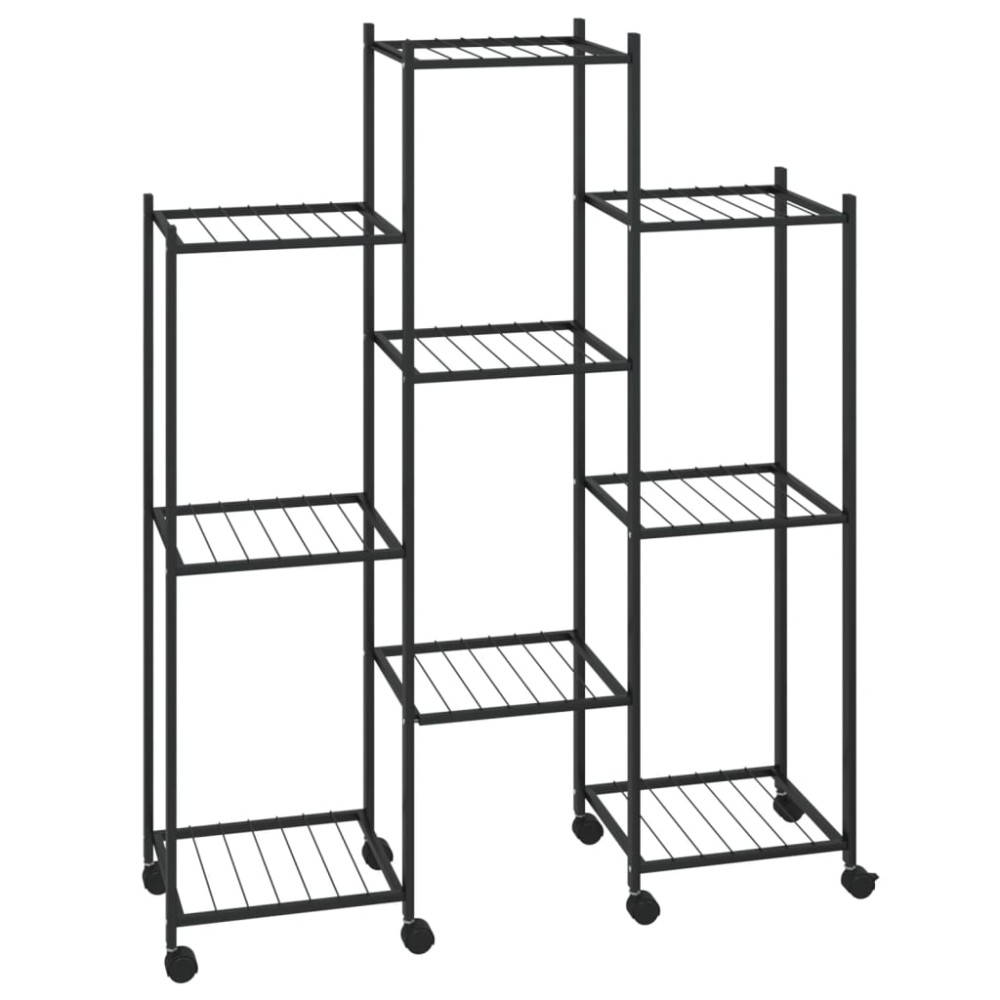 vidaXL Βάση Λουλουδιών με Ρόδες 83x25x103,5 εκ. Μαύρη Σιδερένια