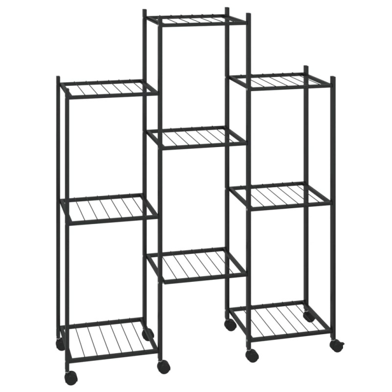 vidaXL Βάση Λουλουδιών με Ρόδες 83x25x103,5 εκ. Μαύρη Σιδερένια