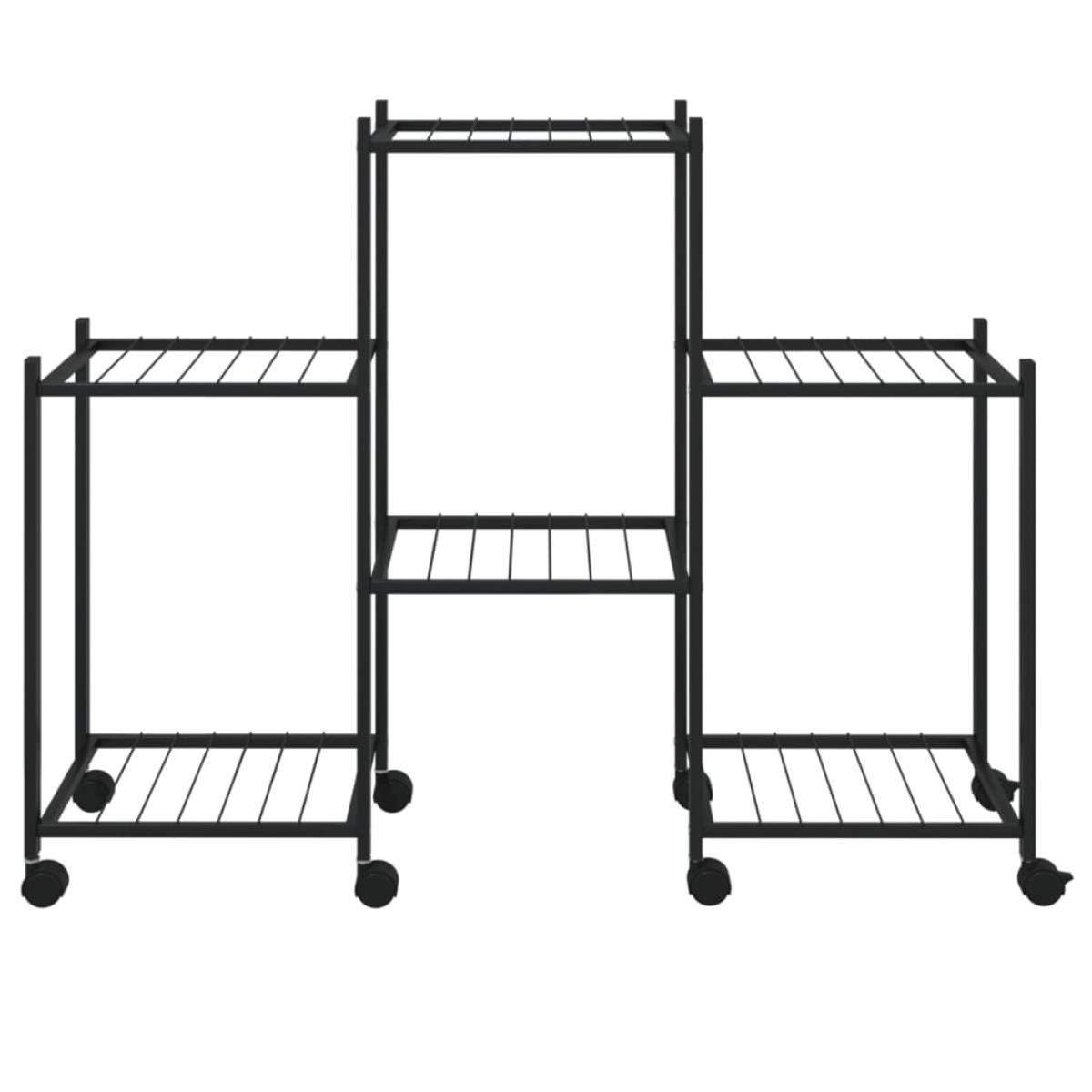 vidaXL Βάση Λουλουδιών με Ρόδες 83x25x63,5 εκ. Μαύρη Σιδερένια