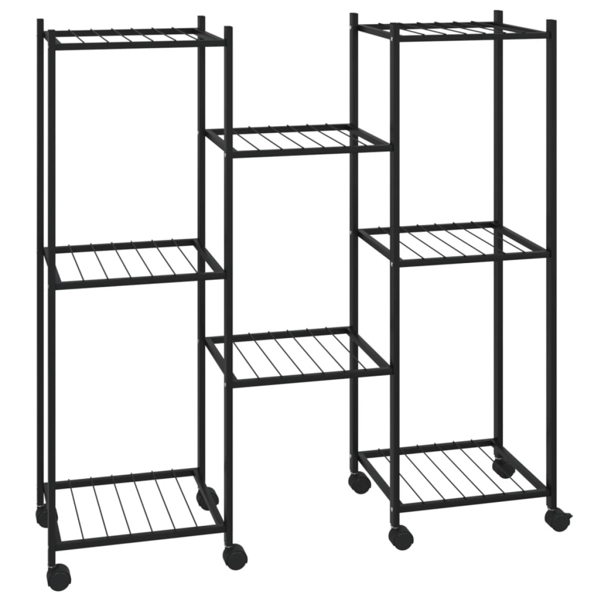 vidaXL Βάση Λουλουδιών με Ρόδες 83 x 25 x 83,5 εκ. Μαύρη Σιδερένια