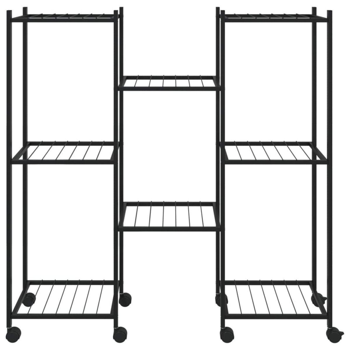 vidaXL Βάση Λουλουδιών με Ρόδες 83 x 25 x 83,5 εκ. Μαύρη Σιδερένια