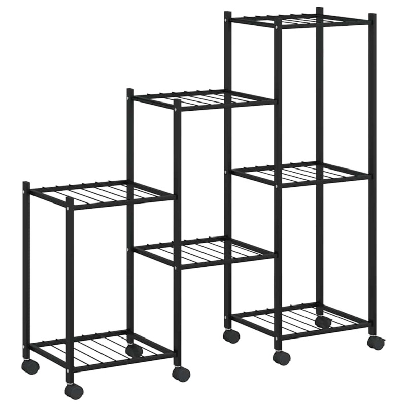 vidaXL Βάση Λουλουδιών με Ρόδες 83 x 25 x 83,5 εκ. Μαύρη Σιδερένια