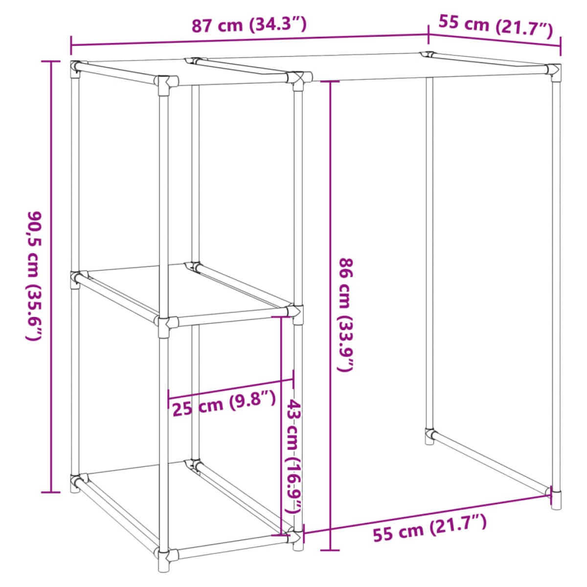 vidaXL Ραφιέρα για Πλυντήριο Γκρι 87 x 55 x 90,5 εκ. από Σίδερο